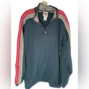 Men’s Vtg Adidas Track Jacket with Red and grey  Stripes down sleeves size Large